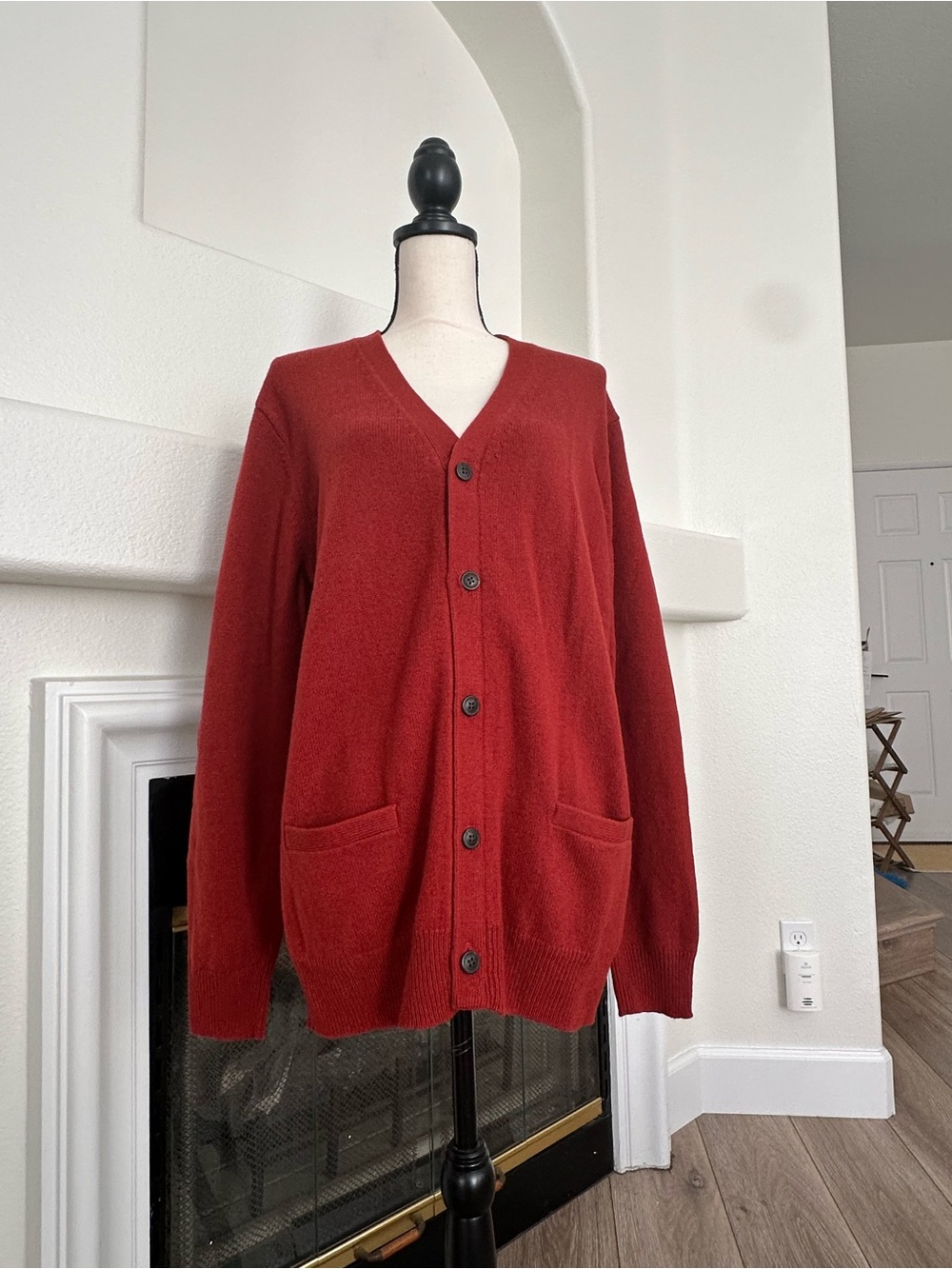Uniqlo Japan Brick Orange Red Wool Button Down Cardigan Size XL
